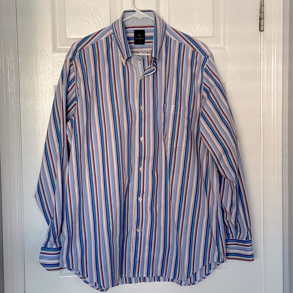 Tailorbyrd multicolored striped long sleeve button down dress shirt